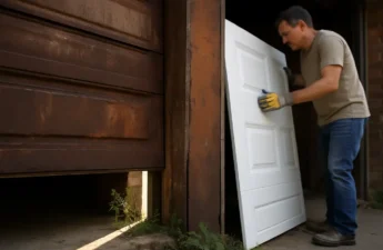 Garage Door ROI example with a new steel door on a tidy suburban home
