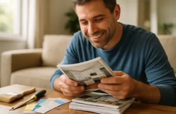 Home improvement spending plan with repair notes, tape measure and house keys on a table