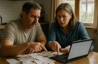 Homeowner reviewing home repair budgeting notes beside contractor estimates