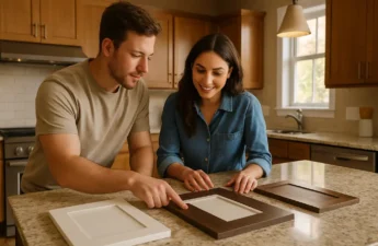warm neutral kitchens with wood cabinets and soft two-tone finishes